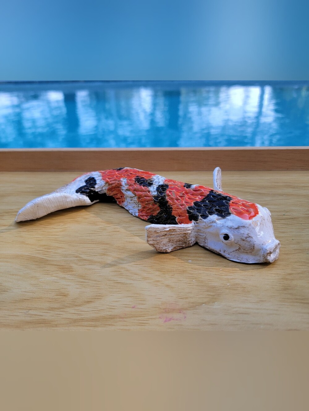 Handmade and Handpainted Decorative Ceramic Koi Fish Sculpture